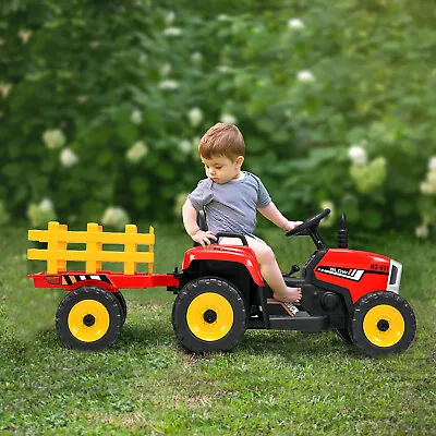 £144.99 • Buy 12V Kids Ride On Tractor W/Trailer LED Lights Battery Powered Electric Toy Car 