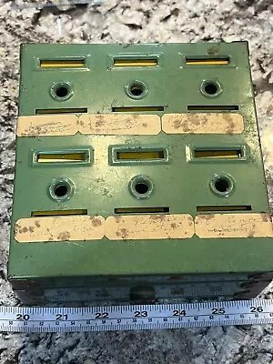 VINTAGE METAL BANK~12 SLOTS12  FOR COINS AND 6 FOR BILLS  6 X 6 No Key • $14