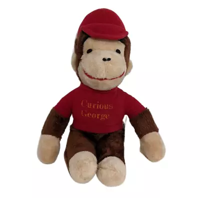 Vintage Knickerbocker USA Curious George Monkey Plush Toy Red Hat And Shirt 70s • $21.97