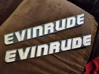 Vintage Evinrude Outboard Motor Emblems NAME Badges Aluminum Tags • $29