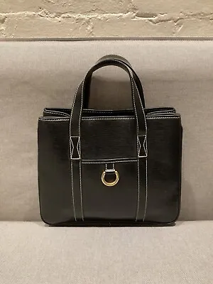 Vintage LANCEL Black Embossed Leather Tote Handbag • £48.25