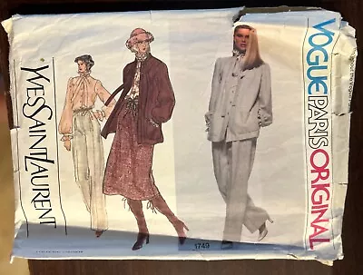 Vintage Vogue Paris Original Sewing Pattern Yves Saint Laurent 1749 Size 8 • $35