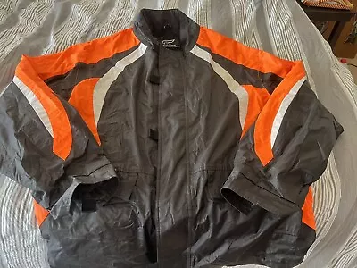 Fulmer Mens Full Zip Motorcycle Jacket Long Sleeves Pockets Orange Black Size XL • $19.99