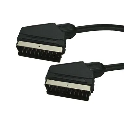 50cm - 20m Premium SCART Lead Cable Fully Wired 21 Pin RGB SKY TV DVD GOLD Black • £5.89