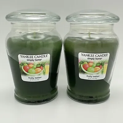 Yankee Candle ~ Lot Of 2 ~ Fruity Melon ~ Simply Home ~ 12oz Jar New Retired • £37.95