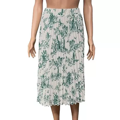 H&M | Toile Print High Waisted Pleated Midi Skirt - 10 • $30