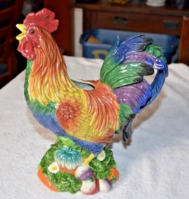 Fitz & Floyd Classics Country Gourmet Rooster 12” Tall Pitcher / Centerpiece • $80.02