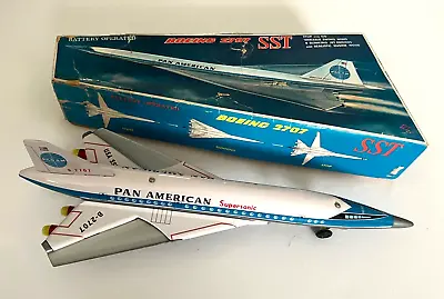 Vintage Day Pan Am Boeing 2707 SST Concorde Battery Operated Tin Plane Toy Works • $525