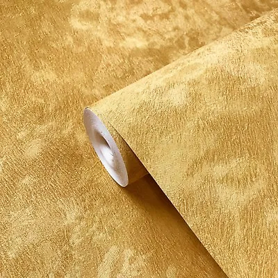 Wallpaper Roll Gold Metallic Textured Plain Modern Wall Coverings Animal Fur  • $3.90