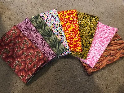 1/2 Yard 8 Pc Fabric Bundle 100% Cotton Novelty Kitchen Garden I Spy Jar Quilt • $55