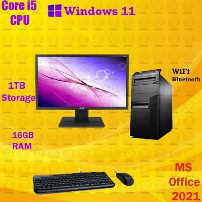 Windows 11 Pro Lenovo I5 500GB 16GB RAM 22  LCD WiFi Desktop Computer PC • $169.99