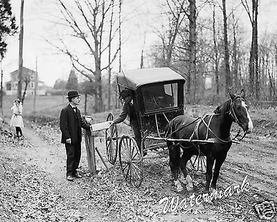 Photograph Post Office Vintage  Mail Delivery Horse & Buggy Year 1914 8x10 • $12.95