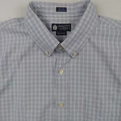 J. Crew Haberdashery Button Front Shirt XL 17-17 1/2  Green Blue 80 2 Ply Plaid • $8.84