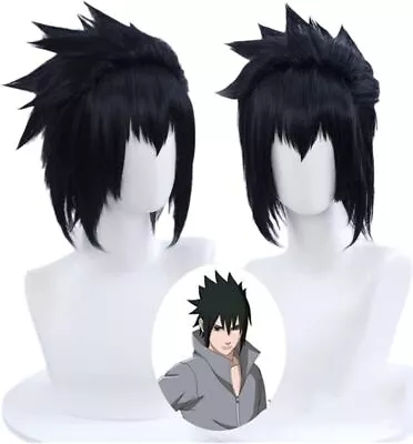 Anime Sasuke Uchiha Cosplay Wig Black Short Hair Wigs Heat Resistant Synthetic • $19