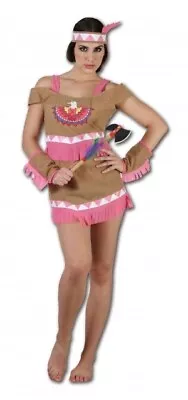 Adult Ladies Women Dancing Squaw Costume Indian Native West Fancy Dress 3PCS Set • £10.49