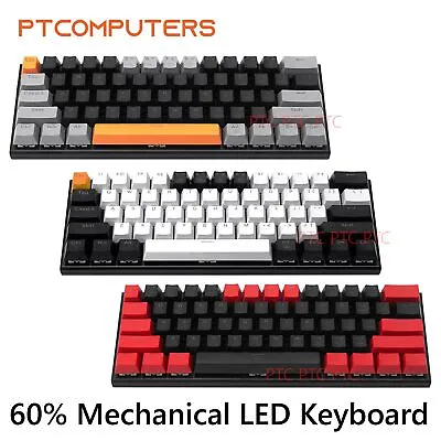 60% Compact Wired Full Mechanical Gaming Keyboard 61 Keys LED Backlit For PC PS4 • $69.85