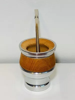 Mate Cup Yerba Argentino - Algarrobo With Aluminum + Bombilla Straw • $27.99