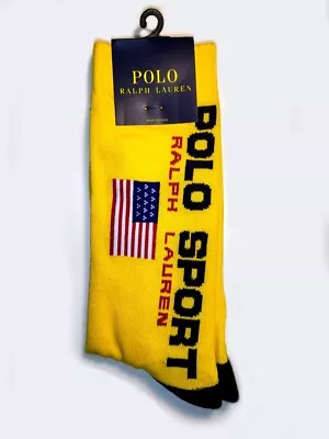Polo Sport Men's Crew Socks - Ralph Lauren - American USA Flag Yellow - NWT • $10.85