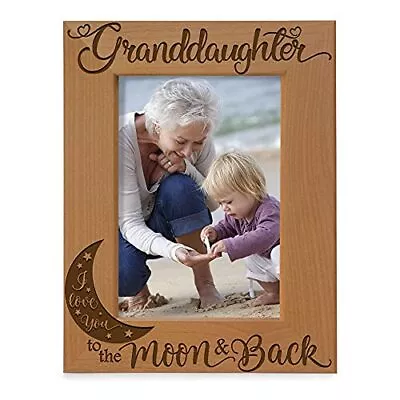 Granddaughter I Love You To The Moon And Back Engraved Wood Picture Frame Gra... • $34.36