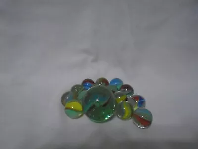 Vintage Cats Eye Marble Collection Fourteen Marbles And One Shooter Marble • $5