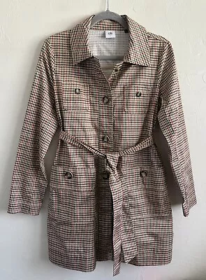 Cabi Women's Sherlock Multicolor Classy Houndstooth Belted Trench Coat Size S • $38.99