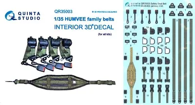 Quinta Studios 1/35 SEAT BELTS FOR HUMVEE FAMILY 3D DECAL COLORED INTERIOR SET • $13.99