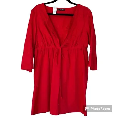 La Blanca RED SWIMSUIT COVERUP BY ROD BEATTIE MEDIUM Embroidered • $40