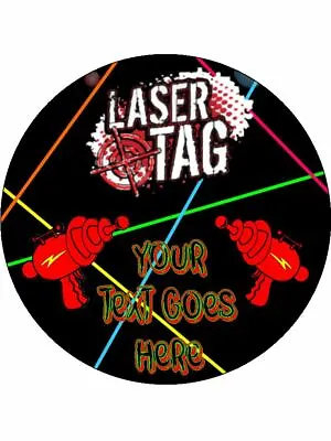 £4.19 • Buy Laser Tag Game Battle Personalised Wafer Or Icing Edible Round Cake Topper