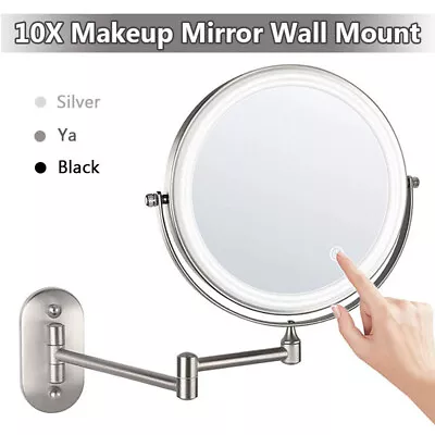 Makeup Mirror 8‘’ With Light 10x Magnifying Vanity Mirror Wall Mount Folding AU • $78.88