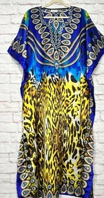 XL/1X/2X/3X New Blue Black White Maxi Kaftan Beach Cover Dress Versace Leopard • $29.99