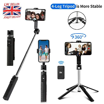 Selfie Stick Tripod Mobile Phone Holder Stand Remote Bluetooth For IPhone Univer • £9.99