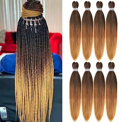 Pre Stretched Braiding Hair Ombre 30 Inch 8 Packs Synthetic Crochet Braids Hot W • $30.21