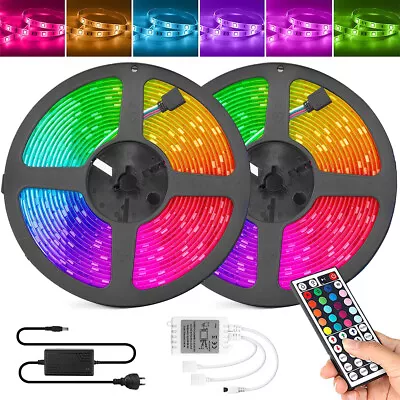 RGB LED Strip Lights 5050 SMD Waterproof 5M 15M 20M 44keys IR Controller Adapter • $11.09