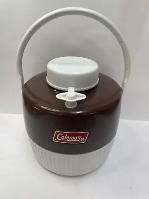 $14.99 • Buy Vintage COLEMAN PICNIC JUG Cooler BROWN 1 Gallon Water Thermos Camping Drink Cup