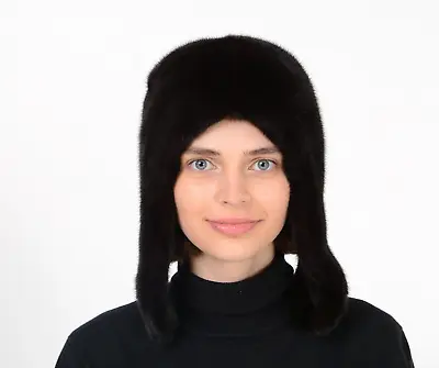 Women's Fur Mink Soft Trapper Hat Winter 100% Real Fur Brown Fur Aviator Hat • $185