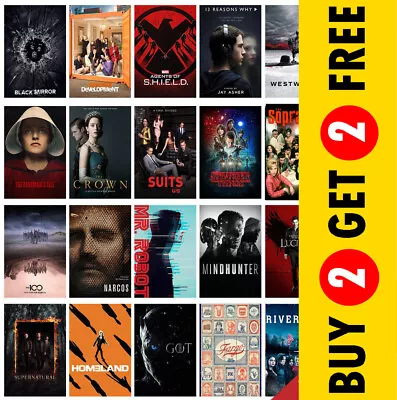 £3.99 • Buy MOST POPULAR TV SERIES 2017 Glossy Poster Print A3 A4 A5 Show Home Wall Art Deco