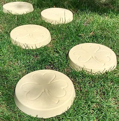 6 X Buff Round Concrete Garden Stepping Stones 23cm / 9Inch | Shamrock • £64.96