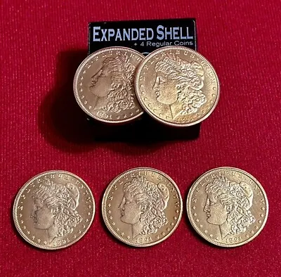 Replica Golden Morgan Expanded Shell Set. Coin Magic. • £62.73