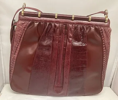 Judith Leiber Red Snakeskin Leather Shoulder Bag Vintage • $109.95