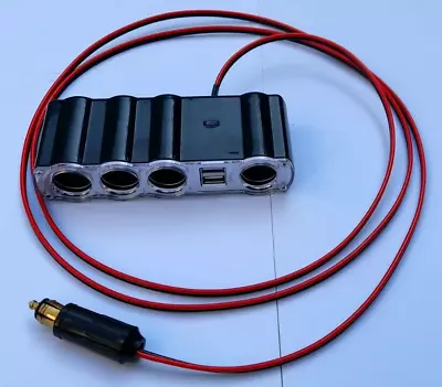 £20.99 • Buy EU Din Hellla Power Plug -4 Cigarette/Cigar Lighter Sockets & 2 USB Port 2m Long