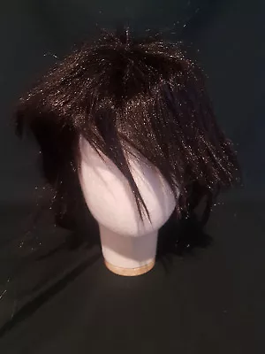 Brown Brunette Gothic Rockstar Rock Heavy Metal Wig Fancy Dress Costume Emo Punk • $12.84