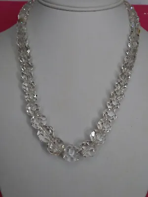 4Vintage * Faceted Cut Crystal Quartz * Graduated Bead Necklace W/14K Clasp • $45