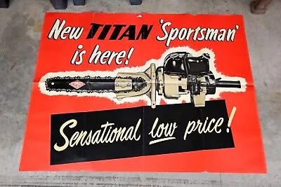 Vintage Titan Sportsman Chainsaw Sign Banner Poster Display Hardware Store Tool • $292.50