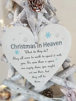 Christmas Tree Hanging Plaque/Decoration Heart Memorial Xmas In Heaven • £5.99