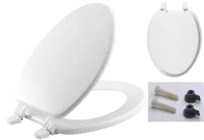 Elongated Closed Front Toilet Seat In White Enameled Wood High-Gloss Finish • $17.65