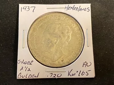 Netherlands  1937  Silver .720  2 1/2 Gulden Au  F16 • $14.99