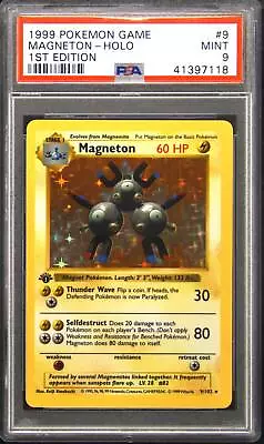 1999 Magneton Base Set 9 1st Edition Holo Rare Pokemon TCG Card PSA 9 • $795