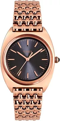 Timex Ladies Milano Watch With Black Dial And Rose Gold Bracelet TW2T90500 • £43.99