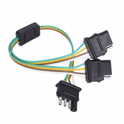 Flat 4 PIN Y-Splitter Trailer LED Light Wiring Harness Connector Cable Plug US • $8.09