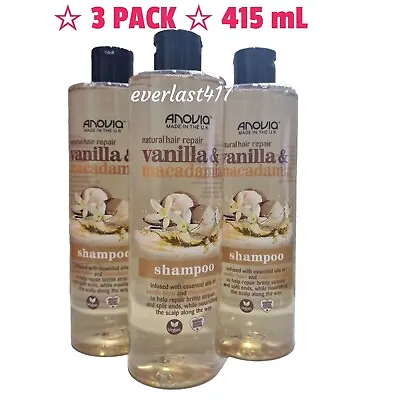 Anovia Hair Vanilla & Macadamia Shampoo To Help Repair Hair Vegan 415mL 3 Pack • £14.85